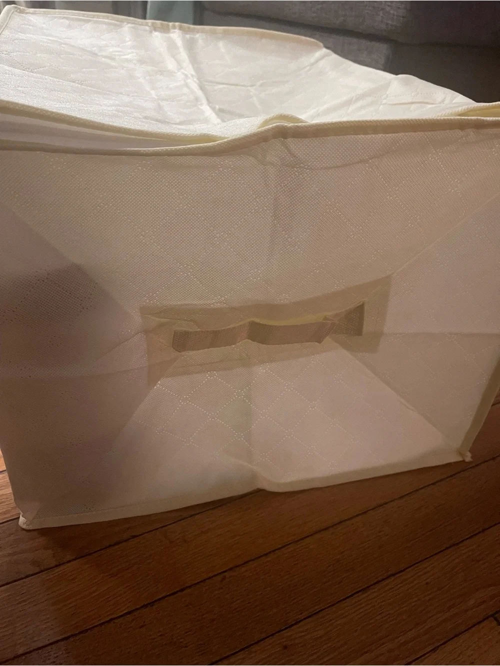 Amazon Cream Fabric Storage Bin with Clear Front Window. 6 pieces 4 large